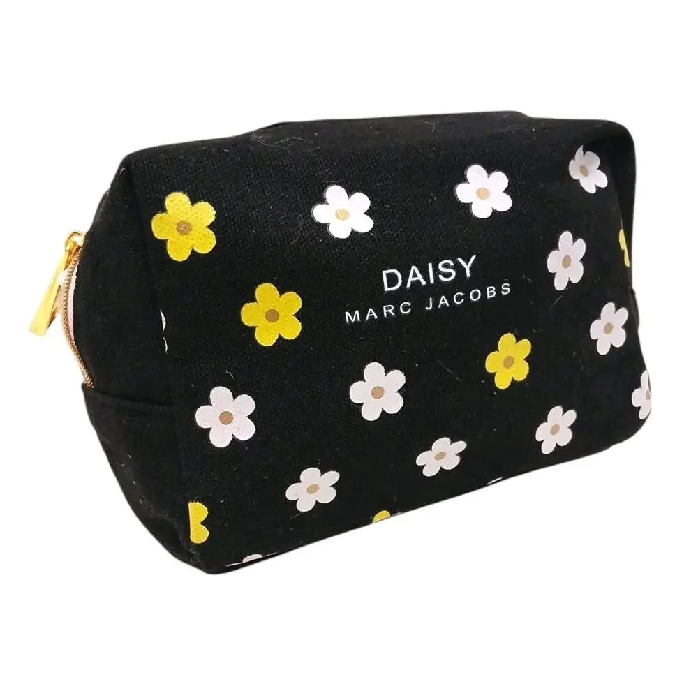 Marc Jacobs Daisy Black Makeup Cosmetics Bag Pouch Flowers Designer Canvas‎